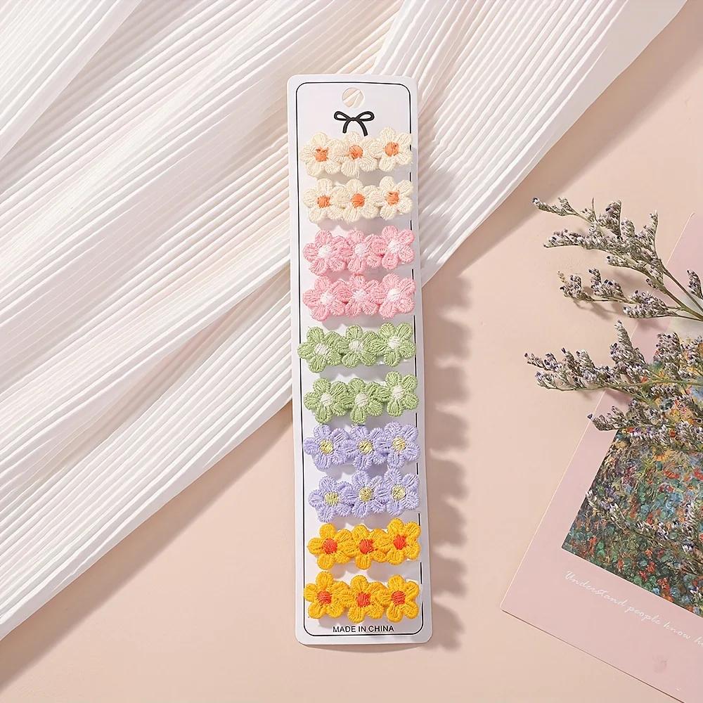 10Pcs/Set Baby Hair Clip Cute Mini Flower Hairpins for Toddler Children Girl Lovely Clips Barrettes Headwear Accessories Gifts