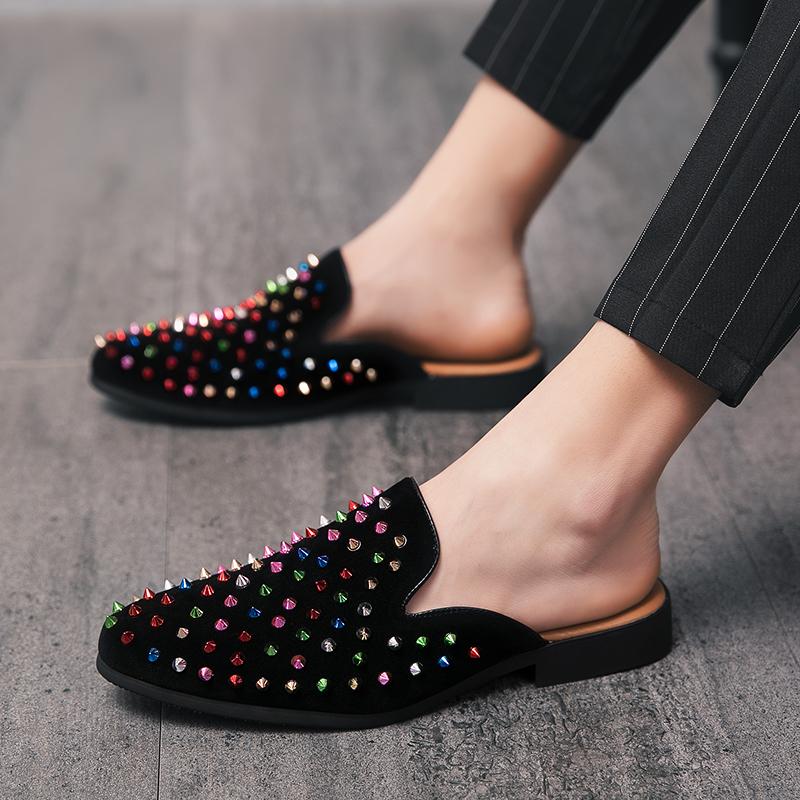 Мужские туфли на шпильках Slip On, черные, мужские, роскошные, удобные, мокасины, 7#23/10D50, балетки Paty, Zapatos Hombre