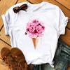 Футболка Lovely heart Bicycle Black T Shirt Girl Harajuku Korean Style tee Tops Kawaii Female T-shirt love Women TShirts