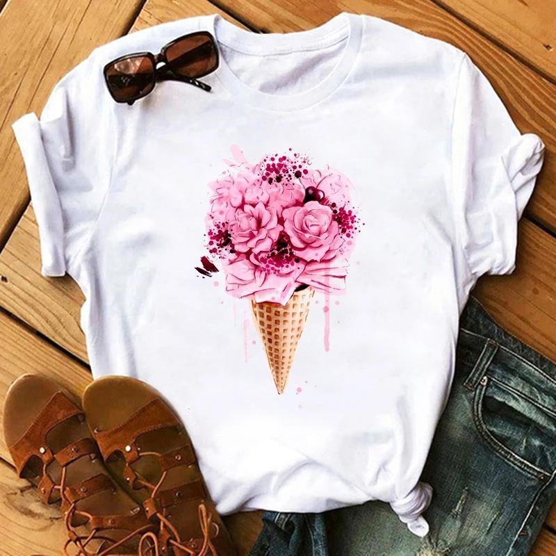 Футболка Lovely heart Bicycle Black T Shirt Girl Harajuku Korean Style tee Tops Kawaii Female T-shirt love Women TShirts