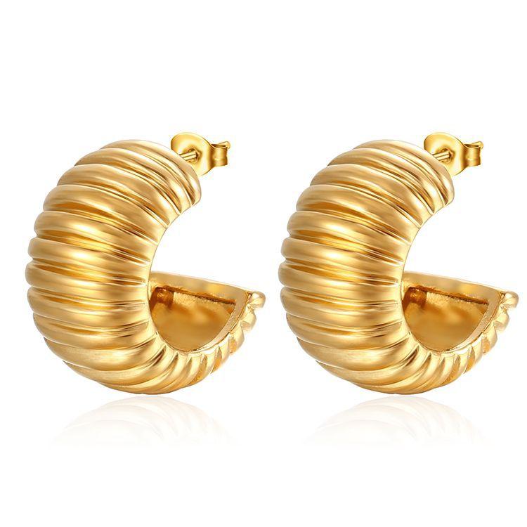 Французские геометрические серьги из нержавеющей стали Niche Titanium Steel 18k Gold Vintage Earrings Women