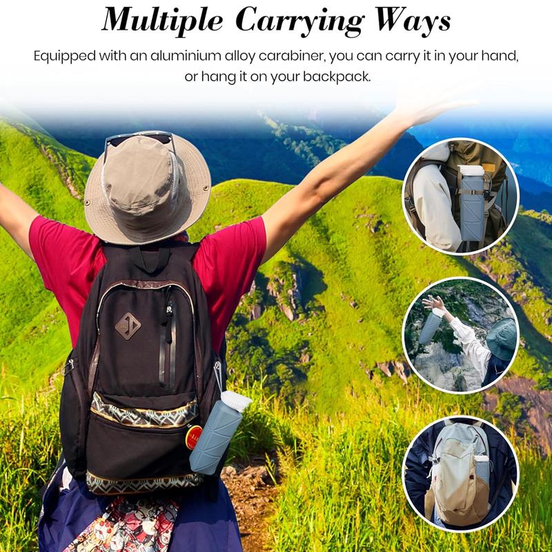 Складная бутылка для воды с герметичным клапаном, многоразовая силиконовая бутылка для воды для путешествий, спортзала, кемпинга, спорта