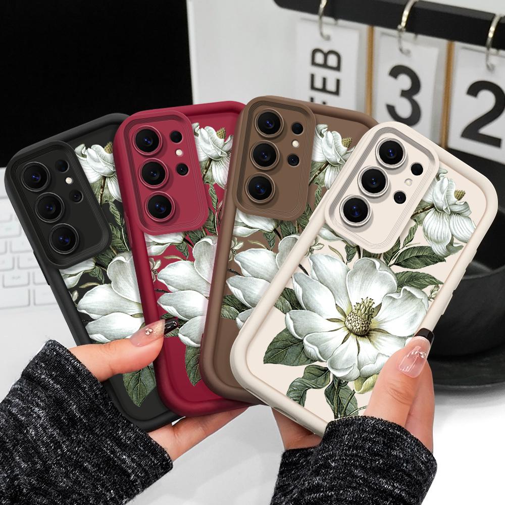 Чехол для телефона 'Цветок магнолии' для Samsung Galaxy S26 S25 S24 FE Plus Ultra 5G Лестница Мягкая крышка