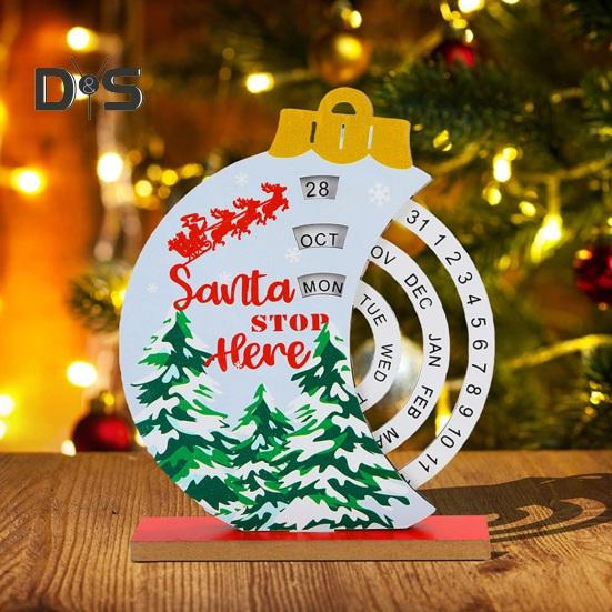 Рождественский вечный календарь, деревянный диск, вечный календарь, ручной вращающийся деревянный блок, настольный календарь для домашнего офиса