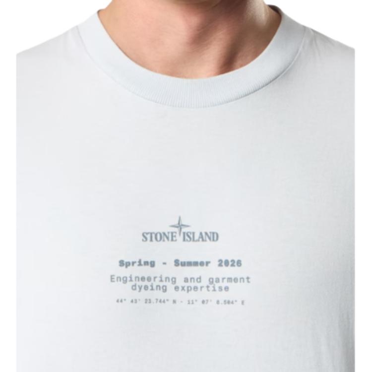 STONE ISLAND Коллекция Весна-Лето SS26 Круглый Принт Логотипа Удобная Футболка с Круглым Вырезом и Короткой Рукавой Унисекс Топы L1S152100001S0285-V0041
