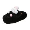 Luxury Women's Cute Plush Cartoon Slippers 2024 New Korean Edition Home Thick Sole Rabbit Solid Color Slippers