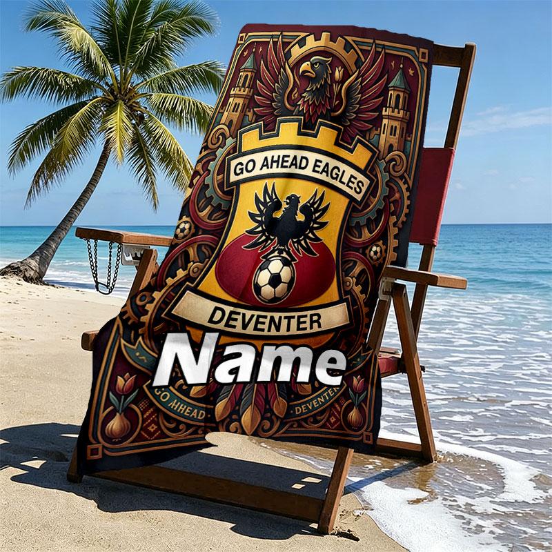 Custom Name Personalized Go Ahead Eagles Print Beach Towel, for Trip Camping Beach Party Home Decor, Birthday Gift for Family & Friends