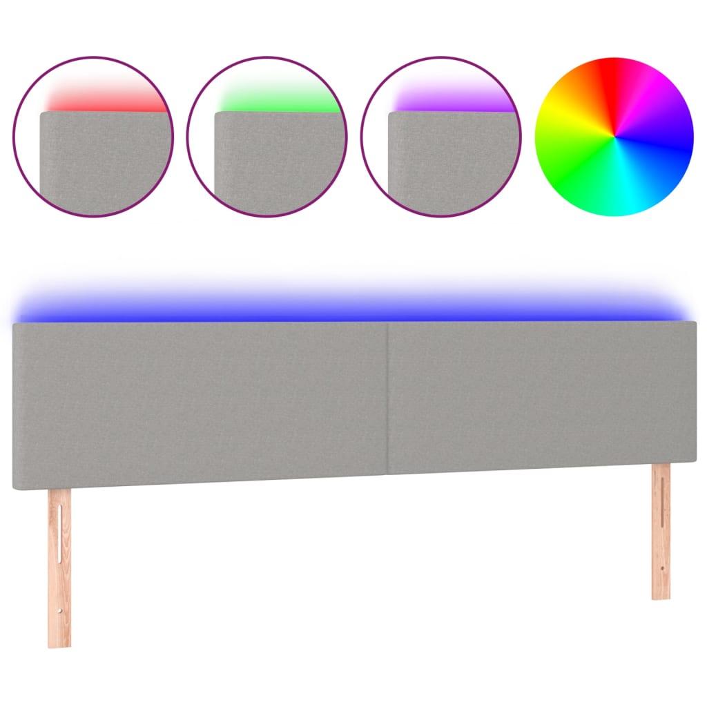Vidaxl Zagłówek Do Łóżka Z Led, Jasnoszary, 200X5X78/88 Cm, Tkanina