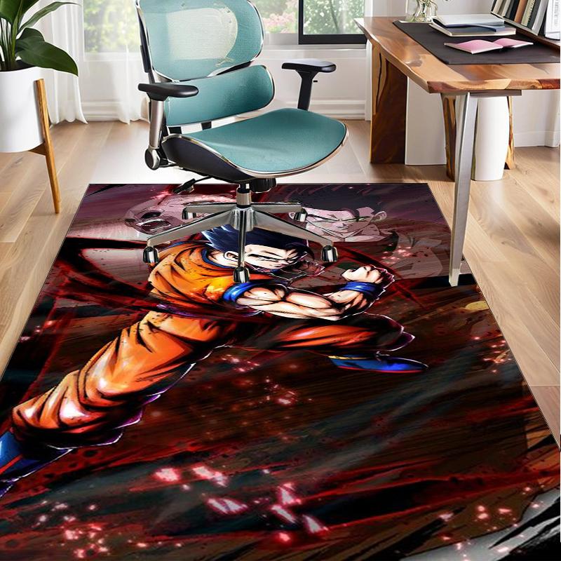 Goku Anime Office Rug Chair Mat, Game Carpet, Suitable for Front Door, Bedroom, Living Room, Desk, Holiday Gift
