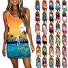 Женское модное летнее свободное платье без рукавов с карманом и v-образным вырезом с принтом