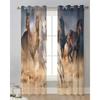Running Horse Animal Sheer Curtains Living Room Window Tulle Curtains For Bedroom Kitchen Home Decoration Voile Drapes