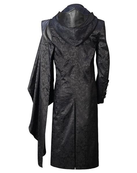 Готическая стимпанк мужская куртка из искусственной кожи на Хэллоуин, костюм для косплея с капюшоном, длинное пальто в викторианском средневековом стиле