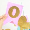 Prince Princess Gold Glitter ONE Hanging Flag 1st Birthday Party Decor Garlands Bunting Banner