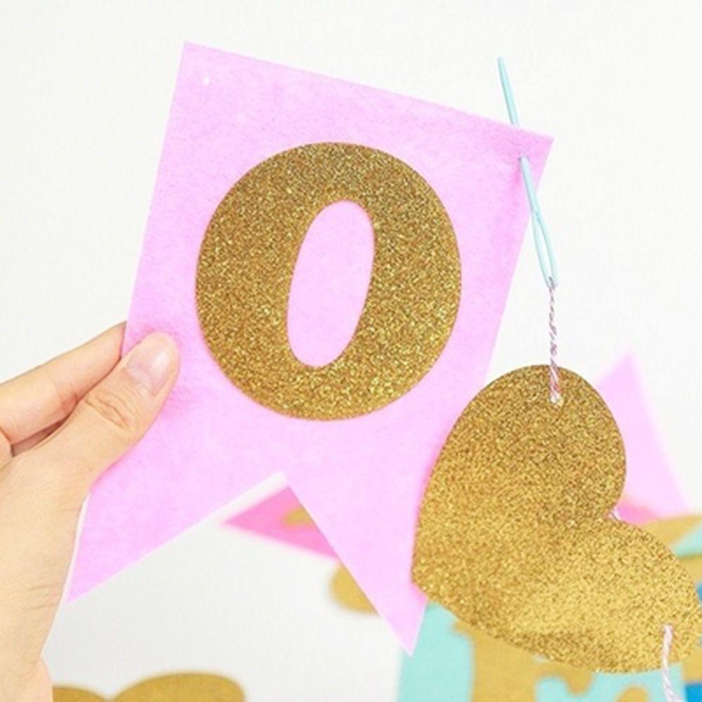 Prince Princess Gold Glitter ONE Hanging Flag 1st Birthday Party Decor Garlands Bunting Banner