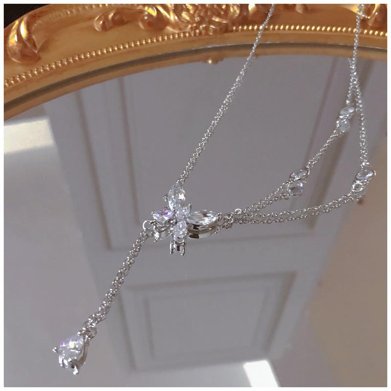 Высококачественное ожерелье с кисточками в виде бабочки, инкрустированное микроцирконием — модный нишевый дизайн лета 2022 года для женщин