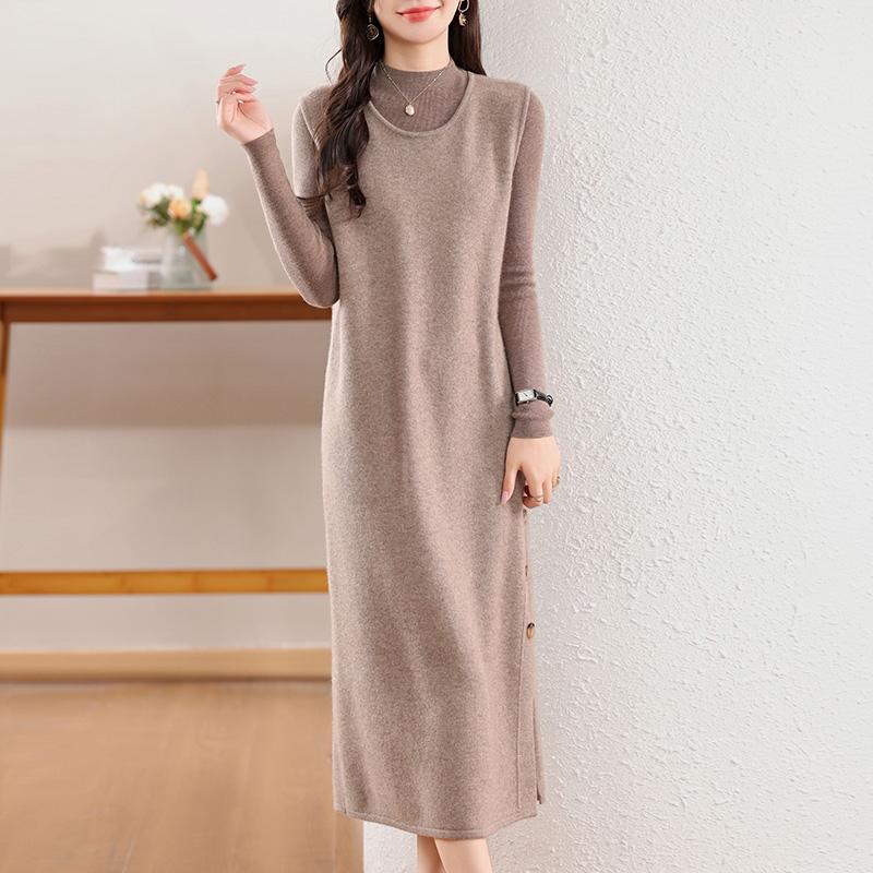 Женское кашемировое платье Qinghe кашемир 30% кашемир 70% шерсть осенне-зимняя кашемировая юбка мягкая и теплая