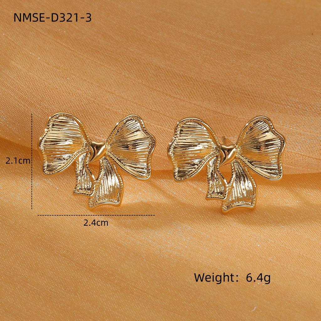 GEMCHIC Women's Sweet Bowknot Stainless Steel Earrings 18K Gold Plated Fashion Jewelry