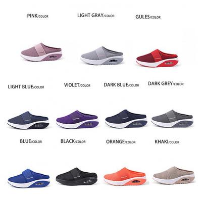 Популярные тапочки из сетки большого размера, женская летняя обувь, дышащие полутапочки с воздушной подушкой, повседневная спортивная обувь