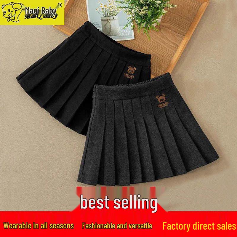 Клетчатая плиссированная юбка для девочек - Осень/Зима 2023, Модная короткая юбка в корейском стиле