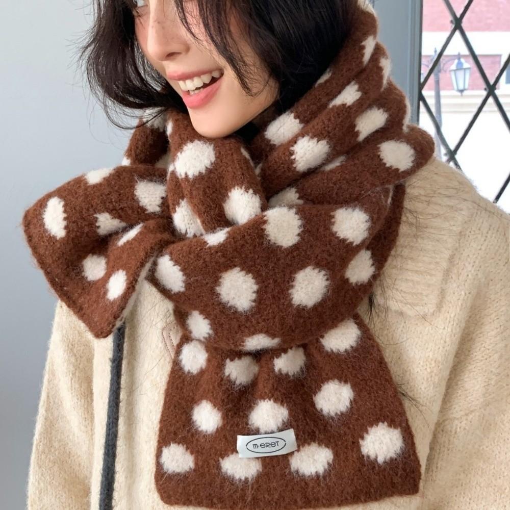 Soft Plush Knitted Scarf Warm Neckerchief Scarf Versatile Wool Blend Scarf Women