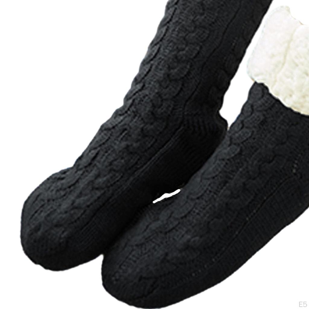 Зимние домашние нескользящие термоноски, напольные толстые бархатные повседневные тапочки, плюшевые гетры