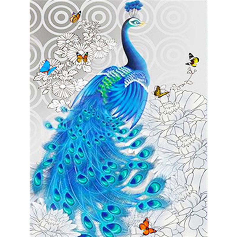 5D DIY Diamond Embroidery Animal Peacock Cross Stitch Diamond Painting Full Round Drill Picture of Home Christmas Present