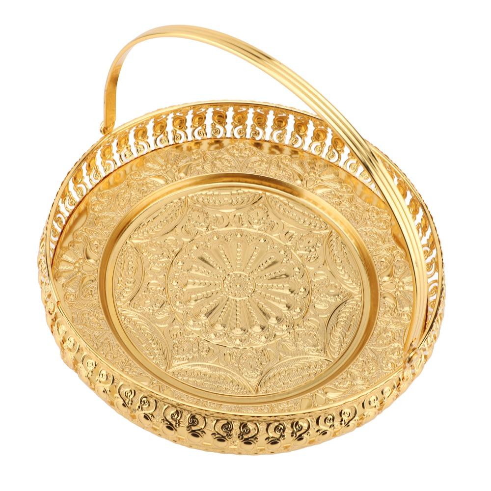 Alloy Dessert Plate Round Cake Plate Platters Fruit Tray Living Room