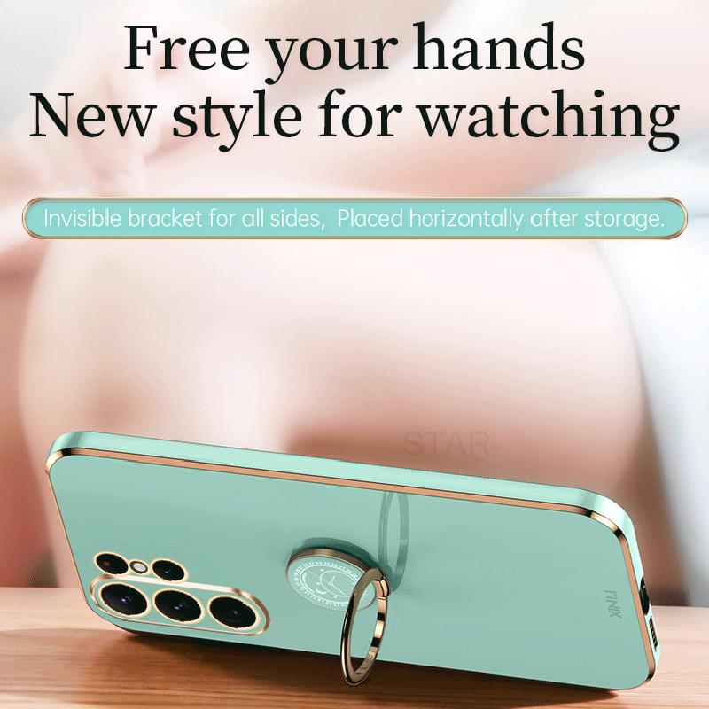 S 23 22 21 Роскошный чехол-держатель с кольцом для Samsung Galaxy S23 Ultra S22 Plus S21 S20 Fe силиконовая задняя крышка-подставка S23ultra