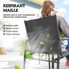 Garden Furniture Set for 6, Patio Table, Mesh Seats, Galvanized Steel, Black