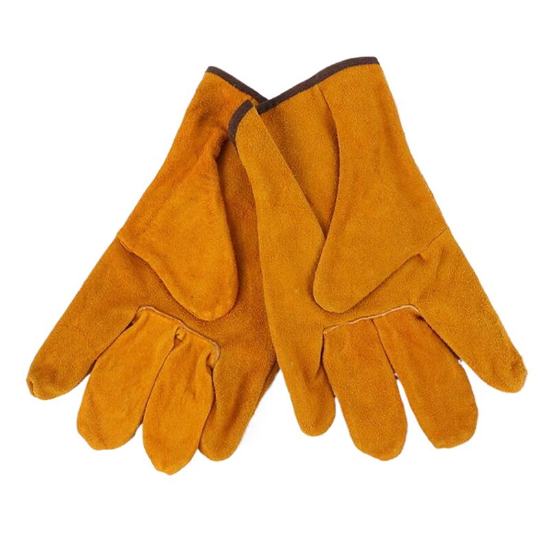 1Pair Soft Cowhide Driver Hunting Driving Farm Garden Welding Security Protection Safety Mechanic Glove Mountaineering Gloves