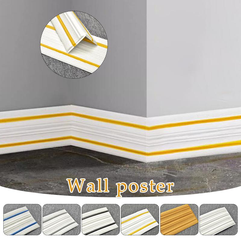 9M 3D Foam Wall Edge Strip Stickers Self-adhesive Corner Waist Line Background Wall Sticker Waterproof Decor Trim Line Skirting