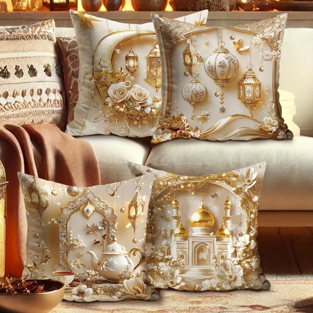 Multi-size Moon Lantern Pattern Design Printed Pillowcase Eid Mubarak Decoration Cushion Pillow Case High Quality Home Ornaments