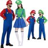 Аниме Косплей Костюм Super Mario Bros Марио Луиджи Костюм Комбинезон Шляпа Борода Наборы Костюмы Для Хэллоуина Вечеринки Ролевых Игр Для Унисекс