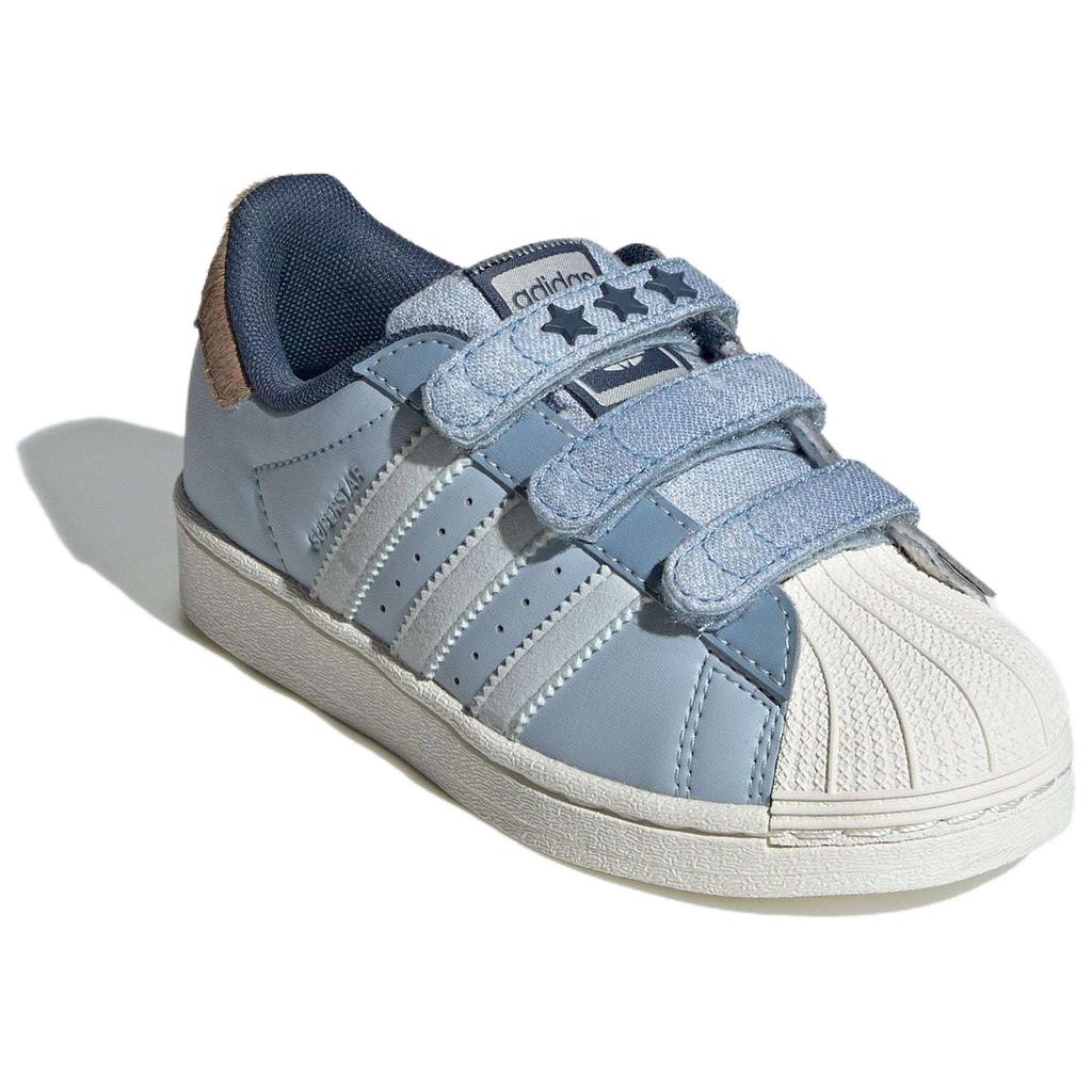 Adidas Originals Superstar Fabric Lightweight Comfortable Durable Shock Absorption Low-Top Kids Skate Shoes Kids Sneakers Blue IH3291