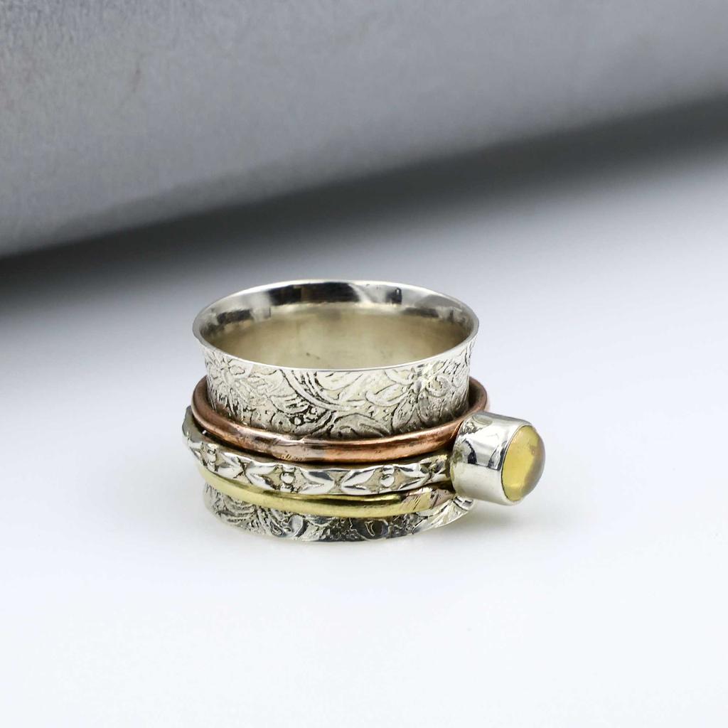 Solid 925 Sterling Silver Ring, Boho Designer Ring, Statement Ring, Halloween Gift, Unisex Ring, Spinner Ring