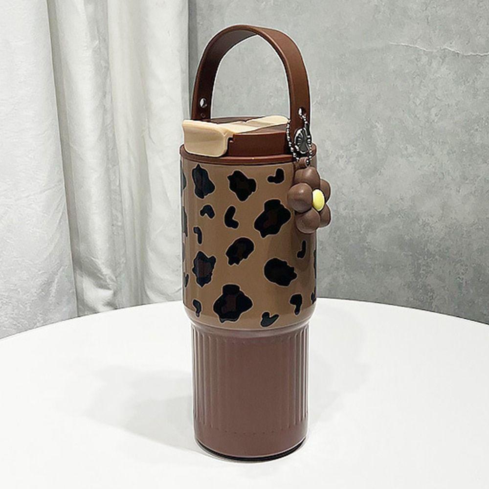 Portable Outdoor Insulated Mug Creative Coffee Tumbler with Handle Drinking Straw Cup Kitchenware