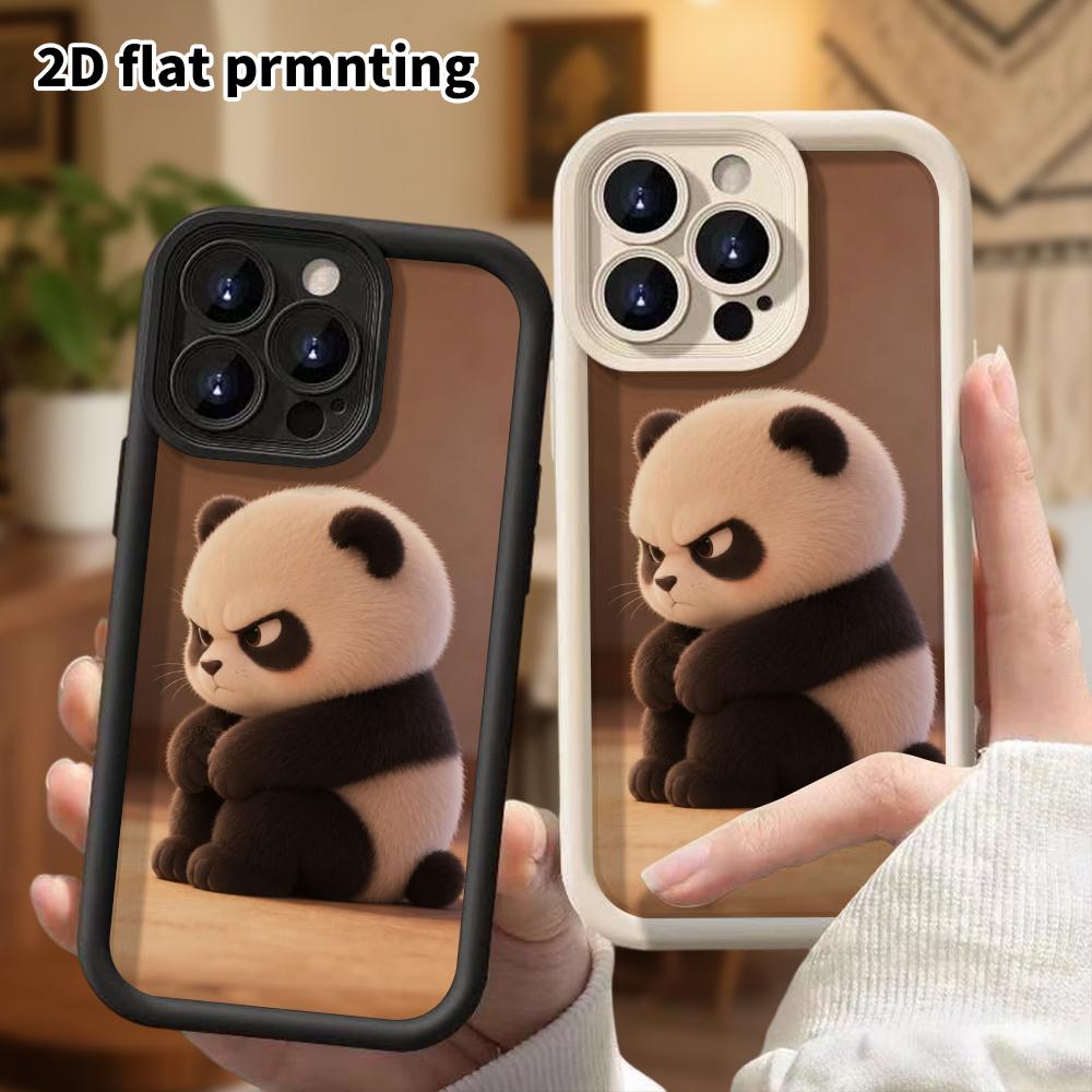Phone Case: 2D flat, suitable for iPhone 18, 17, 16, 15, 14, 13, 12Pro protective case, angry panda, perfect Christmas and Halloween holiday gift