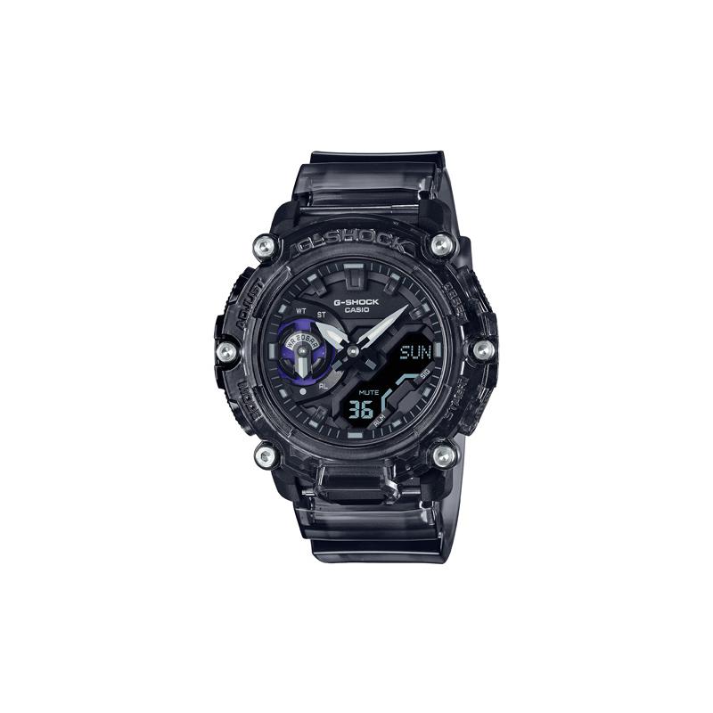 Casio SOUND WAVE series translucent waterproof quartz movement resin strap Japanese and Korean watch men's watch black dial GA-2200SKL-8APR