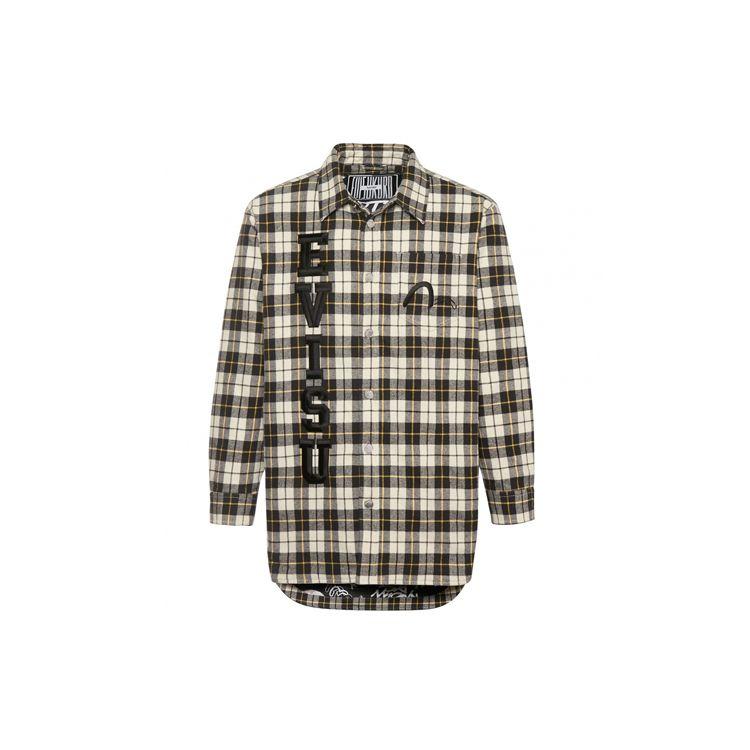 Evisu Graffiti Pattern Embroidered Plaid Flannel Jacket Men Jacket 1EAGNM9JK753XX