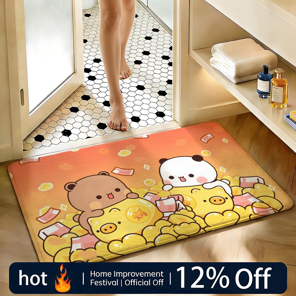 Мягкий Впитывающий Нескользящий Коврик Персонажи Бубу Дуду Напольный Коврик Домашний Декор Коврик для Прихожей Напольный Коврик для Спальни Коврик для Душа