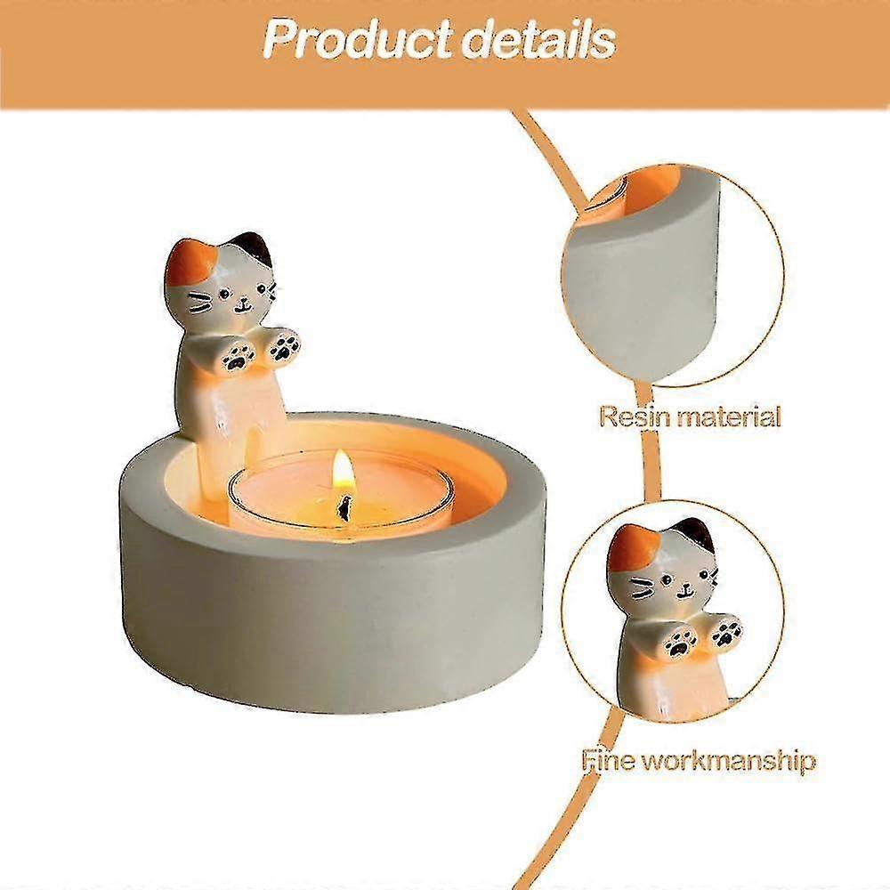 Cartoon Kitten Candle Holder, Kitty Warming Its Paws Cute Scented Light Holder, Cat Candle Holder With Warming Cat Paws, Gift For Cat Lover - Pjun