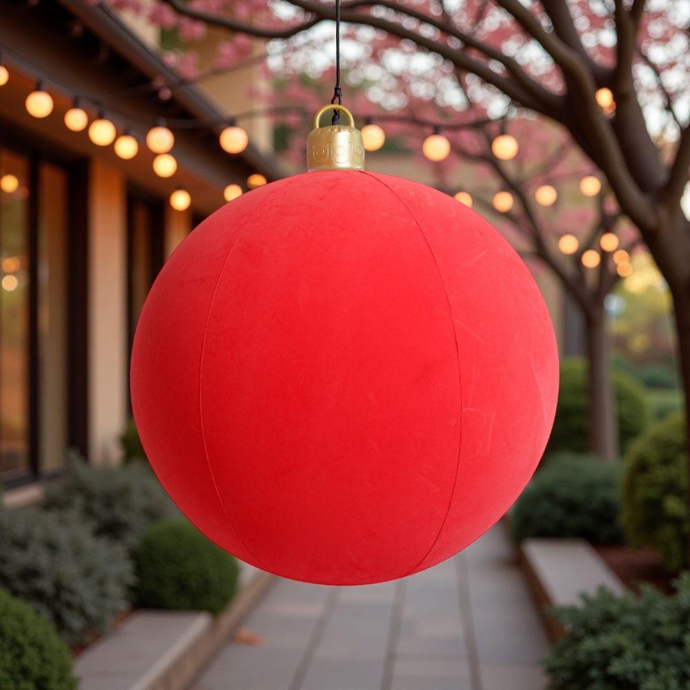 Fabric Covered Inflatable Christmas Balls 55cm Inflatable Christmas Decoration Ball Christmas Tree