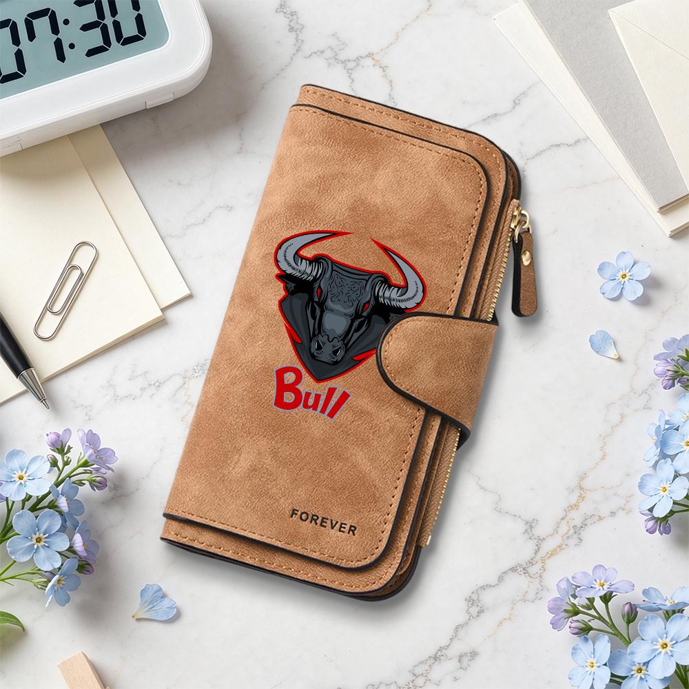 Stylish Bull Pattern Long Wallet Multi Card Holders Purse