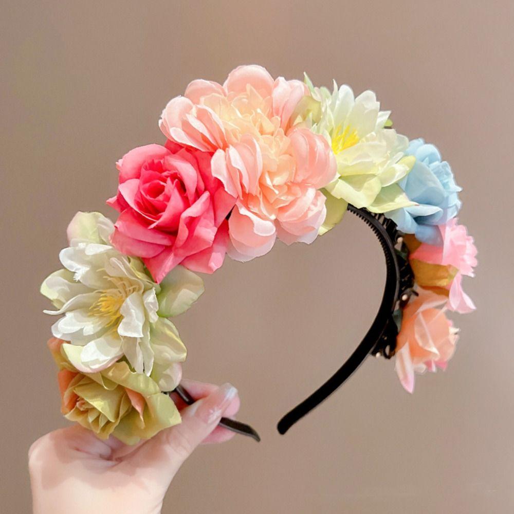 Colorful Children Flower Headband Hair Hoop Bridal Crown Hair Accessories Floral Garland Women