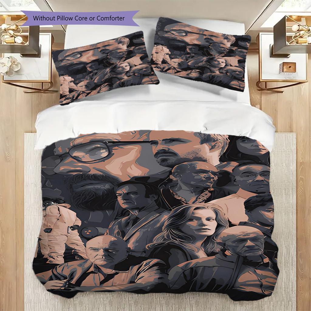 Enigmatic Faces Shadows Three-piece set (1 * duvet cover + 2 * pillowcase, without core) 2D Flat Soft and comfortable Duvet cover and pillowcase