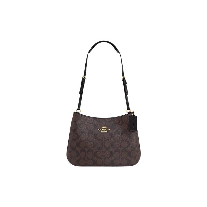 COACH Penelope 27 classic printed presbyopic zipper underarm canvas with leather hand-held shoulder bag large size women's brown