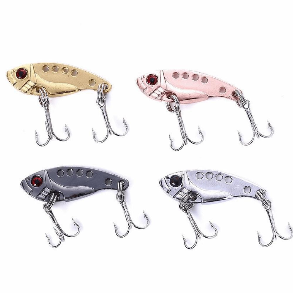 4PCS with 3D Red Eyes Spoon Lures Metal VIB Crank Bait Lures Blade Bait Fishing Lures for Walleye