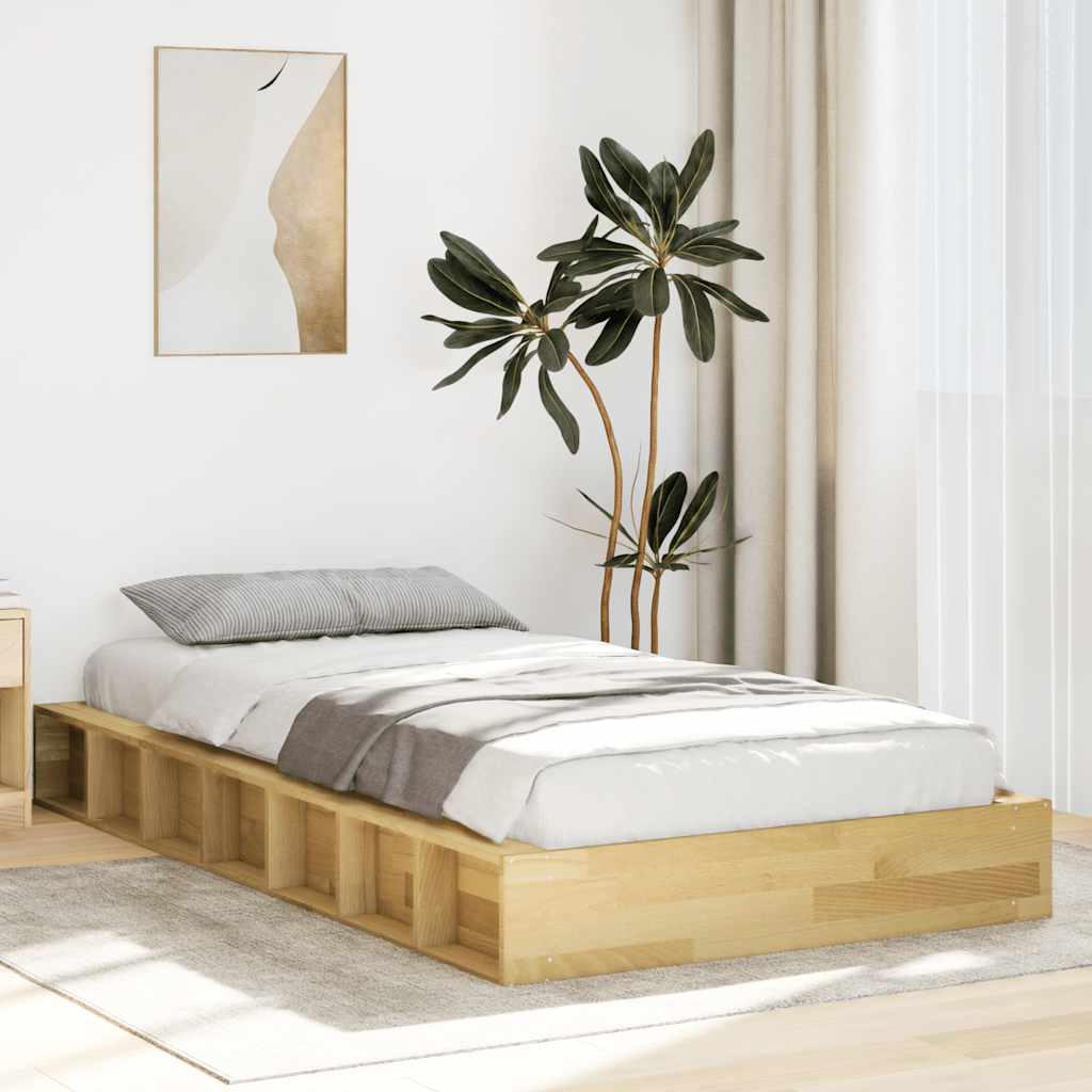 Solid Wood Bed without Mattress 75 x 190 cm Oak Wood