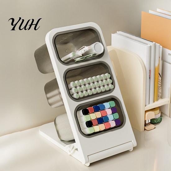 Clear PET ABS Storage Bin 3 Tier Tea Bag Organizer with Angled Opening, Desktop Box for Office Desk Snacks Coffee Capsules, Supplies, Space-Saving