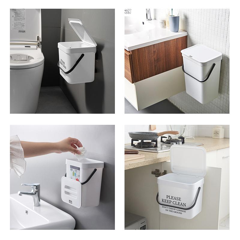 Настенный мусорный бак для ванной комнаты с крышкой, мусорное ведро, подвесное ведро для унитаза, мусорное ведро для хранения, мусорные баки, держатель контейнера для мусора